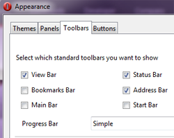 Appearance tool bar