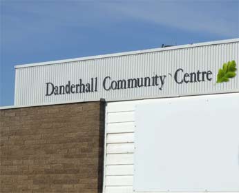 Image of the front wall to the Danderhall leisure centre