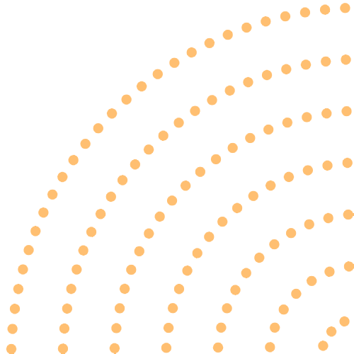 Part of a circle featuring several evenly spaced dots around its perimeter.